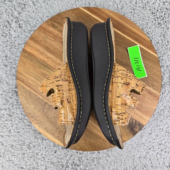 Alegria Fiona Cork Pattern Patent Leather Casual Comfort Slide Sandals Womens 38 - Picture 8 of 13